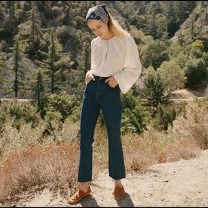 Doen 70s Rigid Flare Crop Jeans Button Fly Sz 28